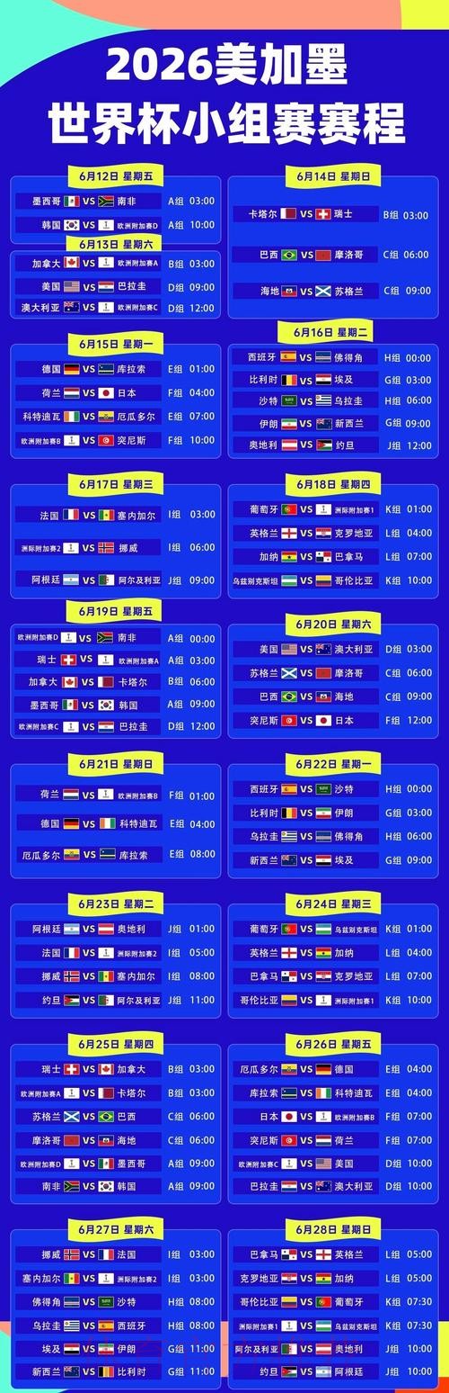 2026美加墨世界杯小组赛赛程APP